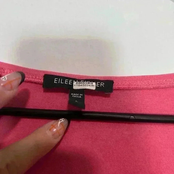 Eileen Fisher Womens Pink Blouse Short Sleeve Size L 100% Silk - Picture 2 of 4